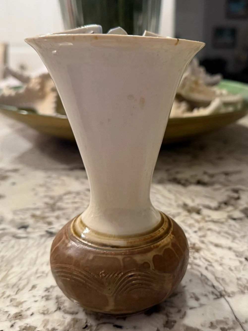 Vintage Robert Finn Art Pottery - Cutout Iris Vase - Crystalline Interior - 5.5